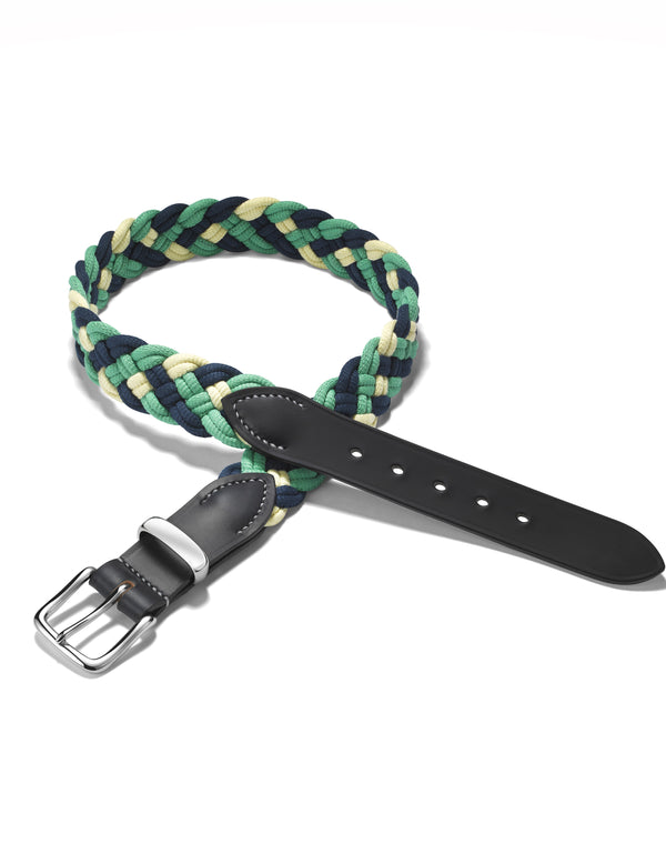 Navy, Green and Ivory Woven Polo Belt