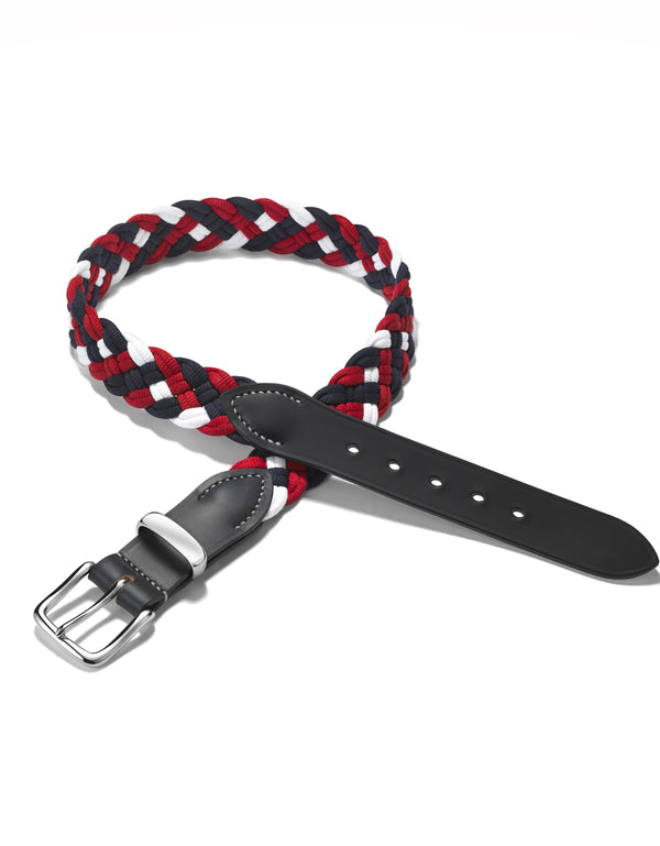 Navy, Red and White Woven Polo Belt
