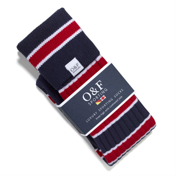 navy red and white luxury socks