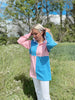 Pink & Sky Blue Quartered Rugby Shirt